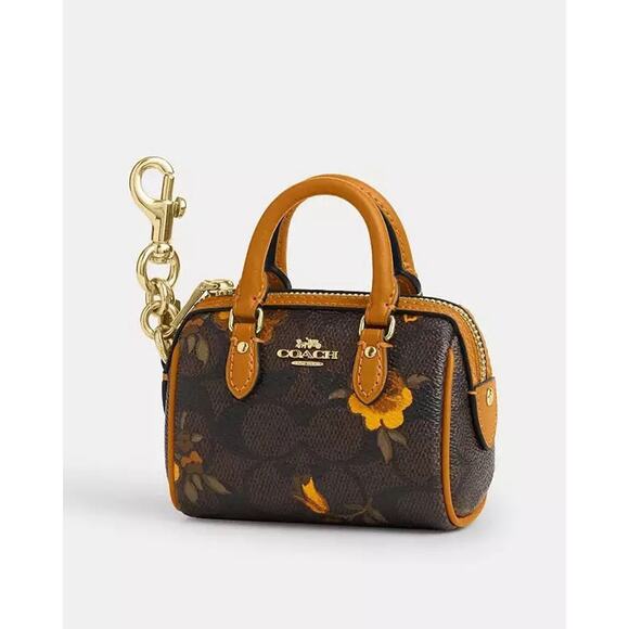 NWT Coach Mini Rowan Keychain Charm Signature Canvas Floral Print CCF12(no bag) - Picture 7 of 8